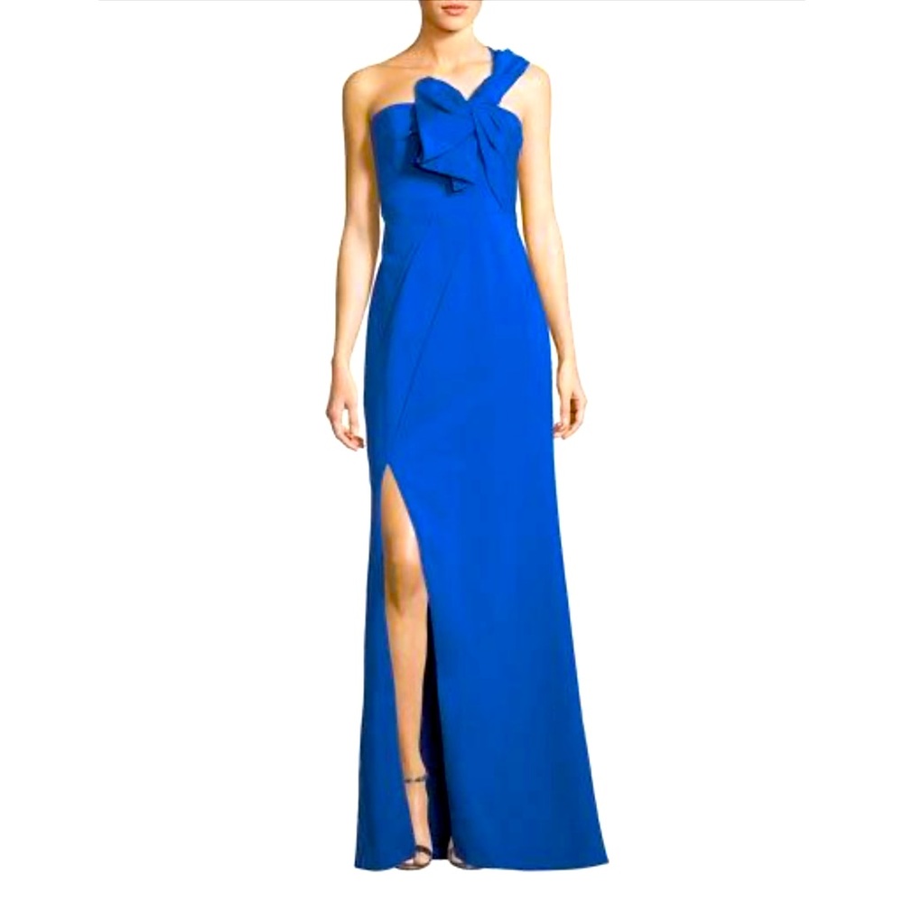 Aidan Mattox One Shoulder Crepe Gown Cobalt Blue Size 0